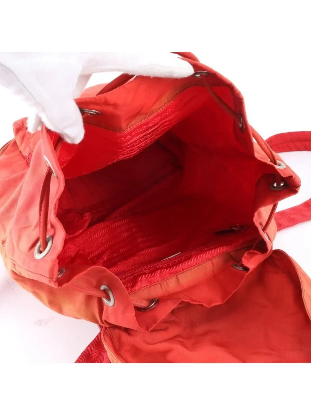 Prada Tessuto Nylon Triangle Logo Leather Backpack Shoulder Bag